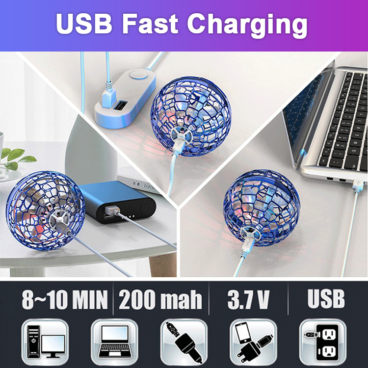 ✨Flying Orb Ball,🛸  Hand Controlled Boomerang Drone with LED Lights - Safe Indoor UFO Toy for Kids, Boys & Girls