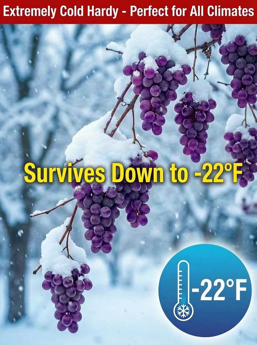 🍇 <Harvest in Just 2 Months> Premium Seedless Grape Vines—Mrazuvzdorný hybrid yields 22lbs of sweet fruit! 🍇