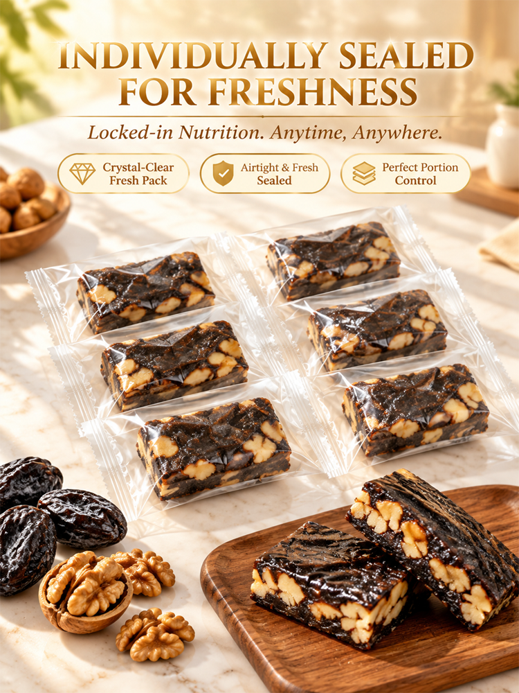 ✨ Made with Freshly Harvested Fruits of the Day! Premium California Prune & Walnut Superfood Bites, handcrafted and naturally sweet! ✨