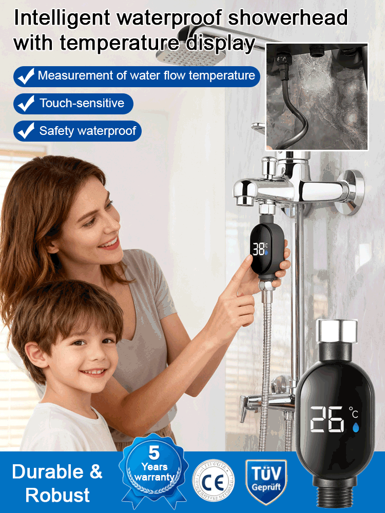 100% Accurate】Smart Digital Temp Display 🌡️. Instant 0.1s Readout, Safe for Elderly & Pets 👵🐾. Universal Fit for All Faucets & Showers! 🚿