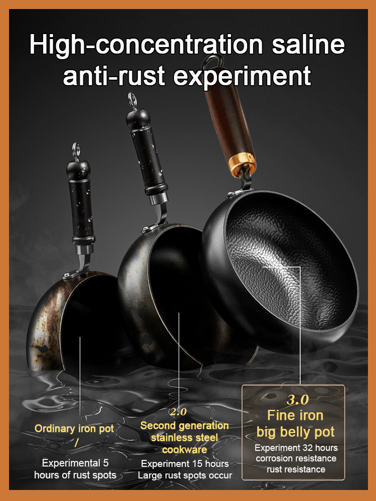 【Hand-Hammered 100,000 Times】For the price of a burger 🍔, ownthis natural non-stick iron wok that's completely rust-proof and has ZERO chemical coatings. 🌱