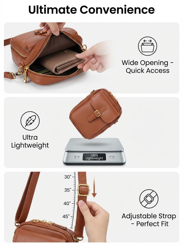 ✨ 【Milan Chic】Get the Paris Fashion A-List Look! ⭐ Premium Cowhide Vintage Messenger Bag — Yours for the price ofa meal!