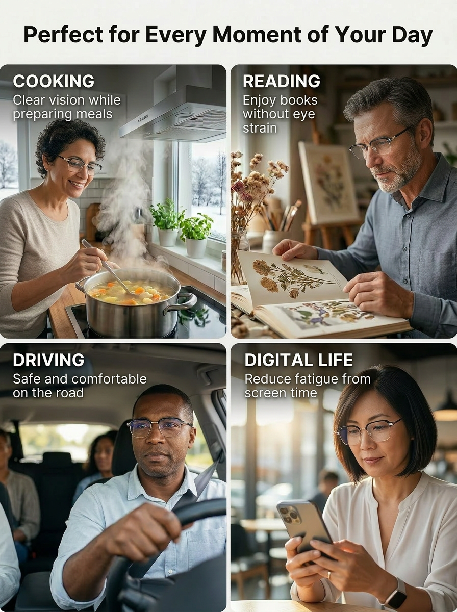 🌟For the price of a single meal 🍔, get high-tech auto-focus, blue light blocking reading glasses 🤓—no need to worry about compatibility! 👍