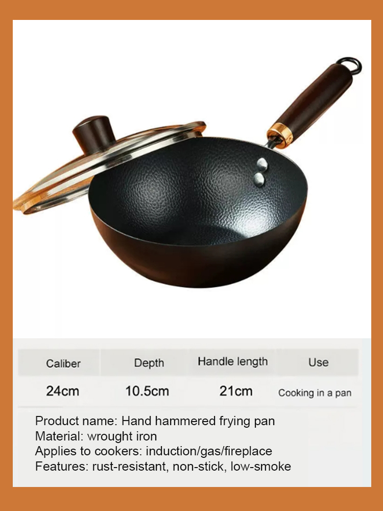 【Hand-Hammered 100,000 Times】For the price of a burger 🍔, ownthis natural non-stick iron wok that's completely rust-proof and has ZERO chemical coatings. 🌱