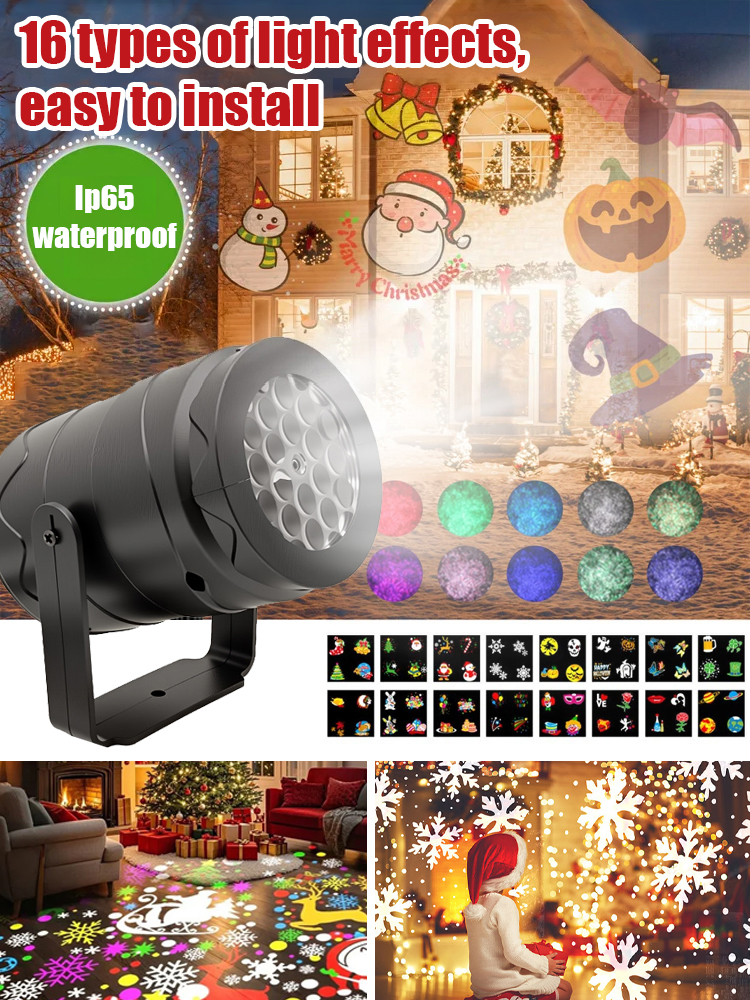 ✨ Christmas Projector Lights Indoor/Outdoor | Waterproof LED Holiday Show forHome, Parties & Yard with Rotating Santa & Snowflake Patterns 🎄