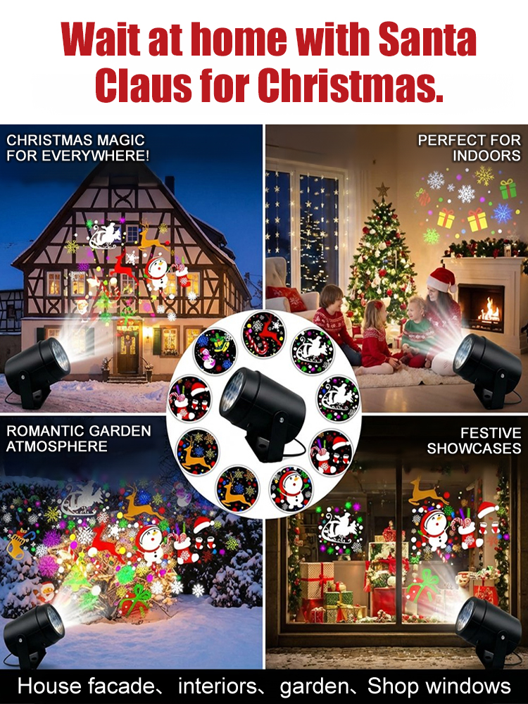 ✨ Christmas Projector Lights Indoor/Outdoor | Waterproof LED Holiday Show forHome, Parties & Yard with Rotating Santa & Snowflake Patterns 🎄
