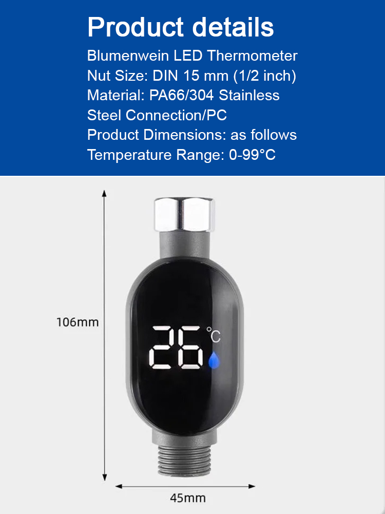 100% Accurate】Smart Digital Temp Display 🌡️. Instant 0.1s Readout, Safe for Elderly & Pets 👵🐾. Universal Fit for All Faucets & Showers! 🚿
