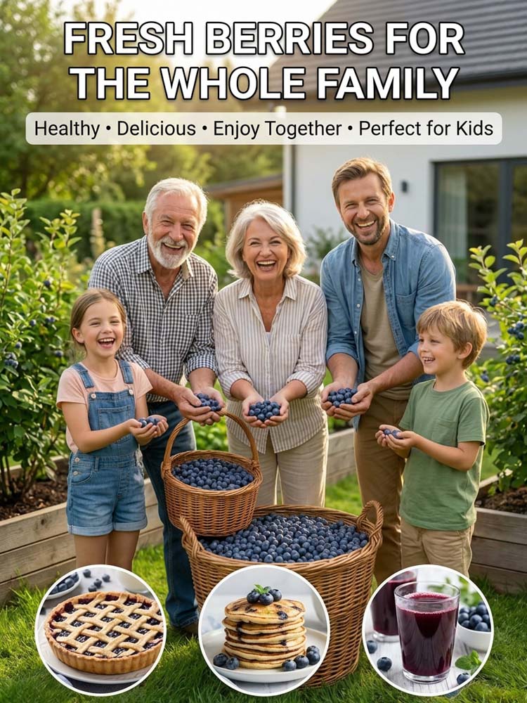 🫐【25mm Giant Fruit & 37lb Yield】 Duke Super-Factory | Fast-Growing Anti-Aging Superfood with "Black-Thumb" Hardy Roots ✨