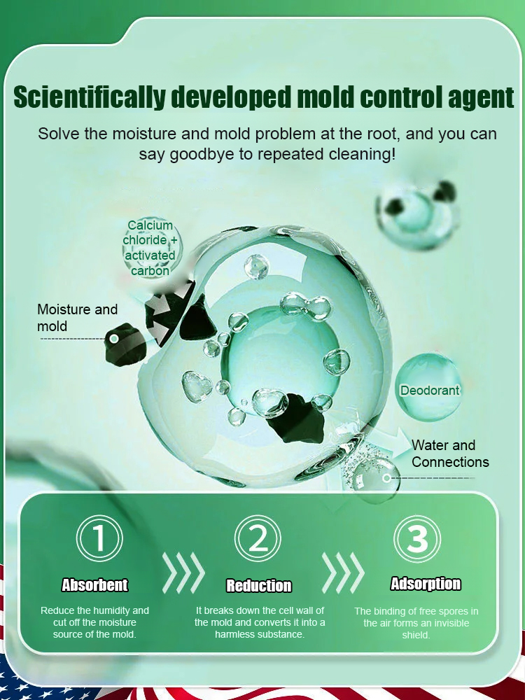 ✨【100% All-Natural & Safe】Ready-to-use mold removal box, perfect for wardrobes, indoor/outdoor bathrooms, bedrooms, and living rooms. 🏡✨