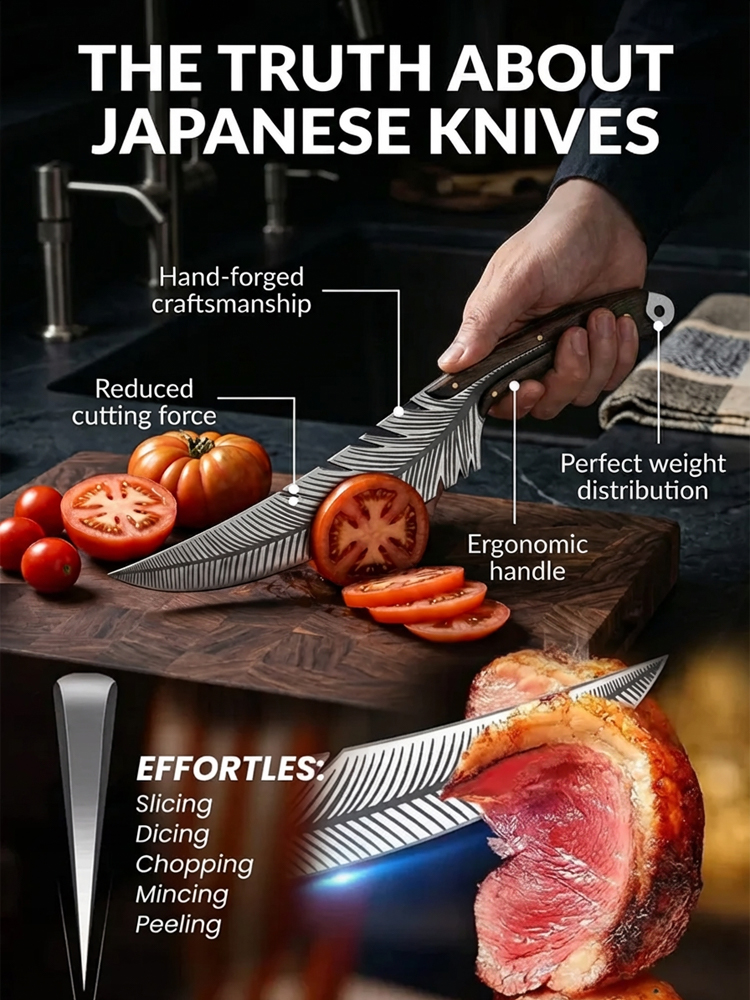 <Anti-Rust Forged Steel> Feather-Flow™ Chef Knife: Sharp Enough to Cut Bones & Metal. Stay Razor-Sharp for 50 Years! ✨