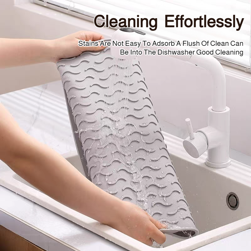 Easy-to-clean water filter mat for kitchen organization