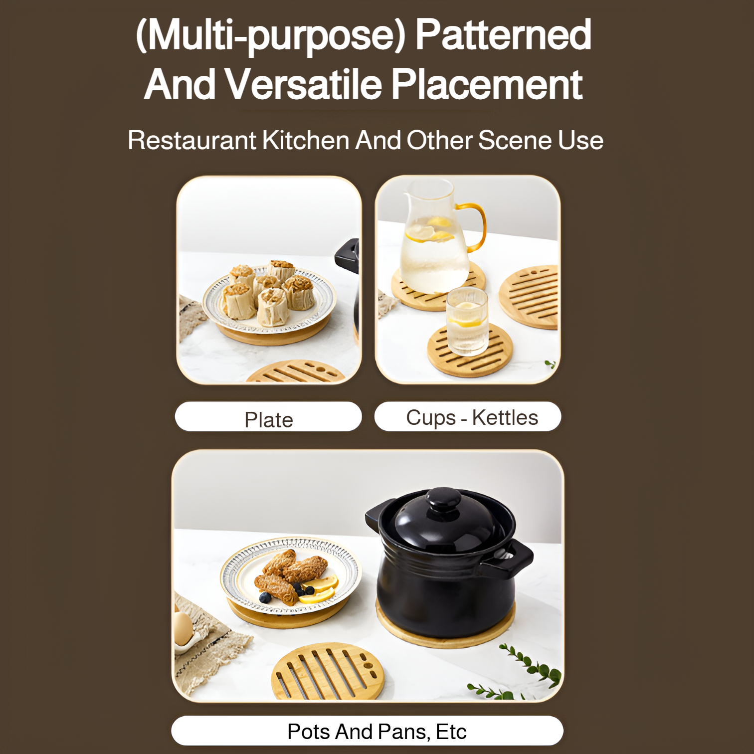 Pot placed on bamboo insulation mat