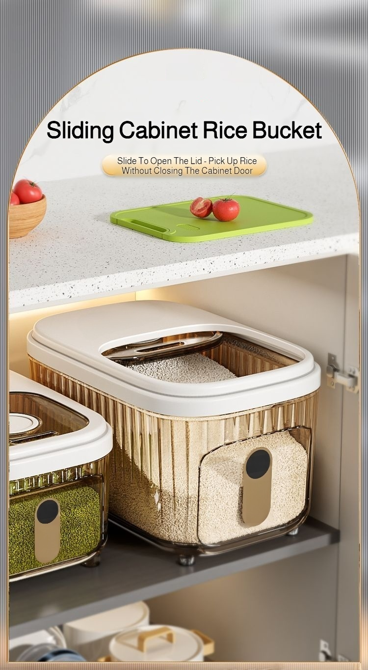 Household multifunctional rice bucket with secure lid seal