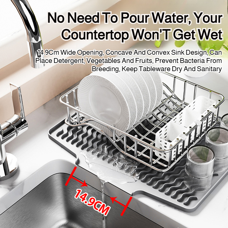 Non-slip water filter mat on kitchen countertop