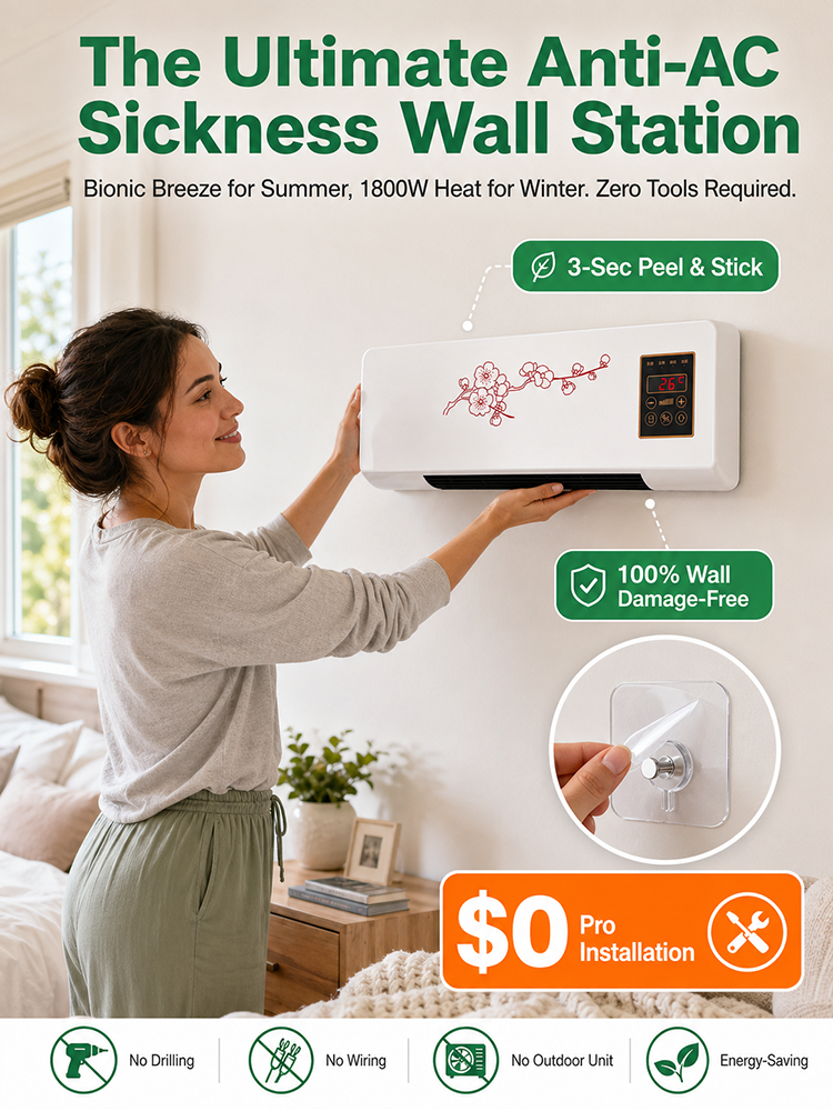 German No-Install Wall AC:Plug & Play Cooling & Heating. No-Drill. 10-Year Warranty