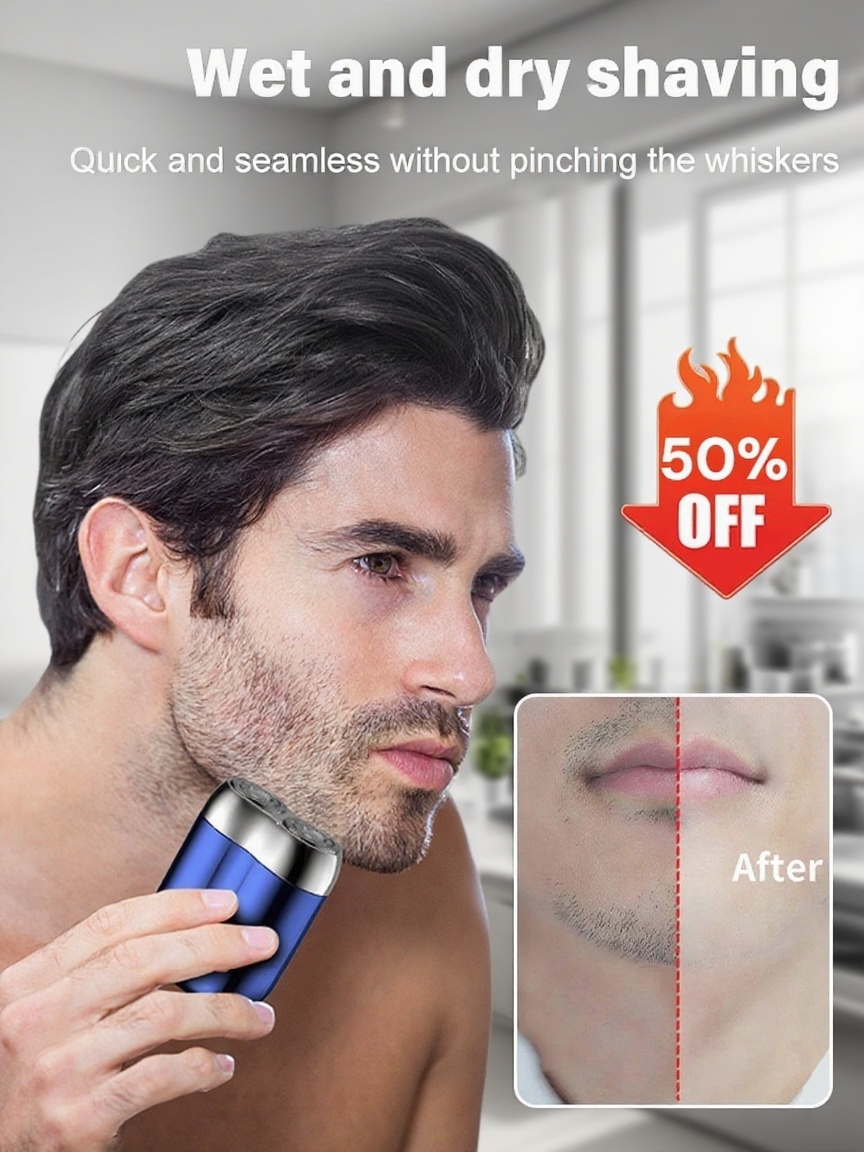 The new mini dual-head electric shaver: Obliterates stubborn stubble in 3 seconds,leaving no corner untouched! ⚡️ Its mini design is perfect for home 🏡, travel ✈️, and the office 💼.