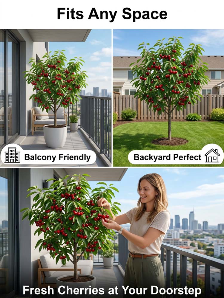 🍒 <Harvest in Just 60 Days> Giant Seedless Cherry Trees—30% Sugar Content & Grows like a Wildflower! 🍒