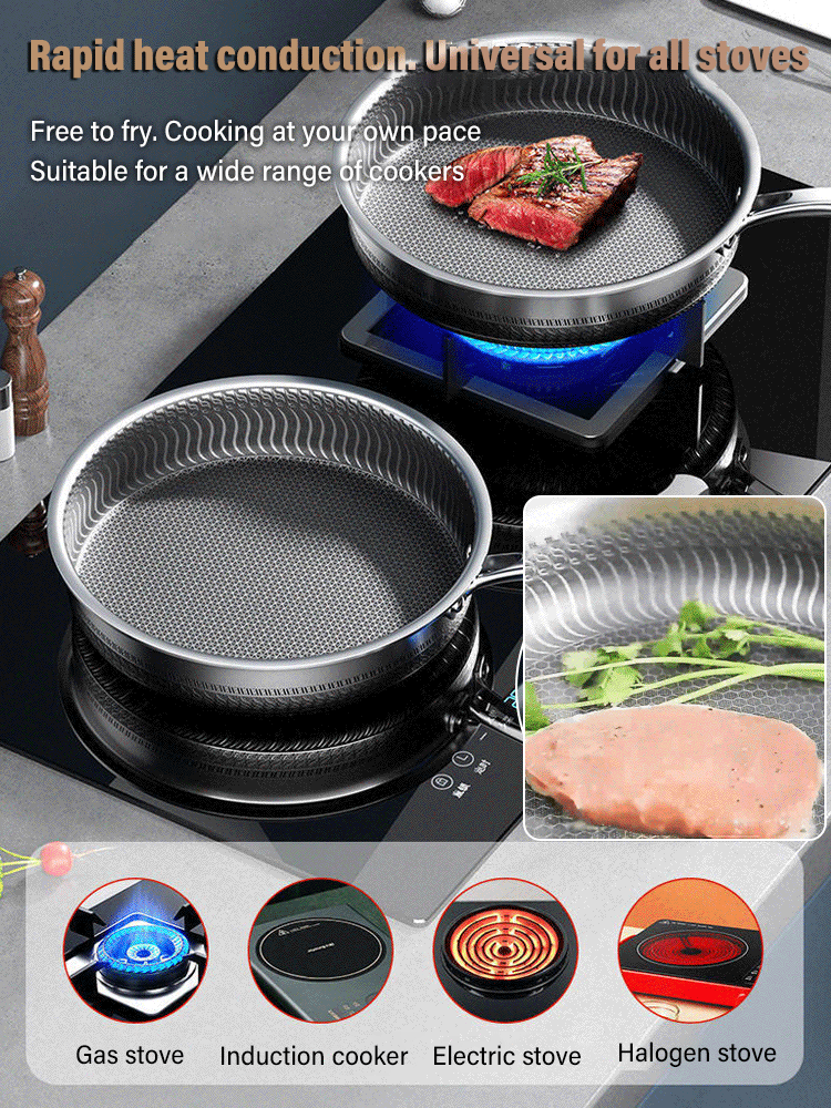 【100% Coating-Free & Non-Stick 🍳】Featuring a honeycomb design derived from Japanese Intangible Cultural Heritage craftsmanship 🇯🇵. Each pan is hand-hammered to perfection! 🔨