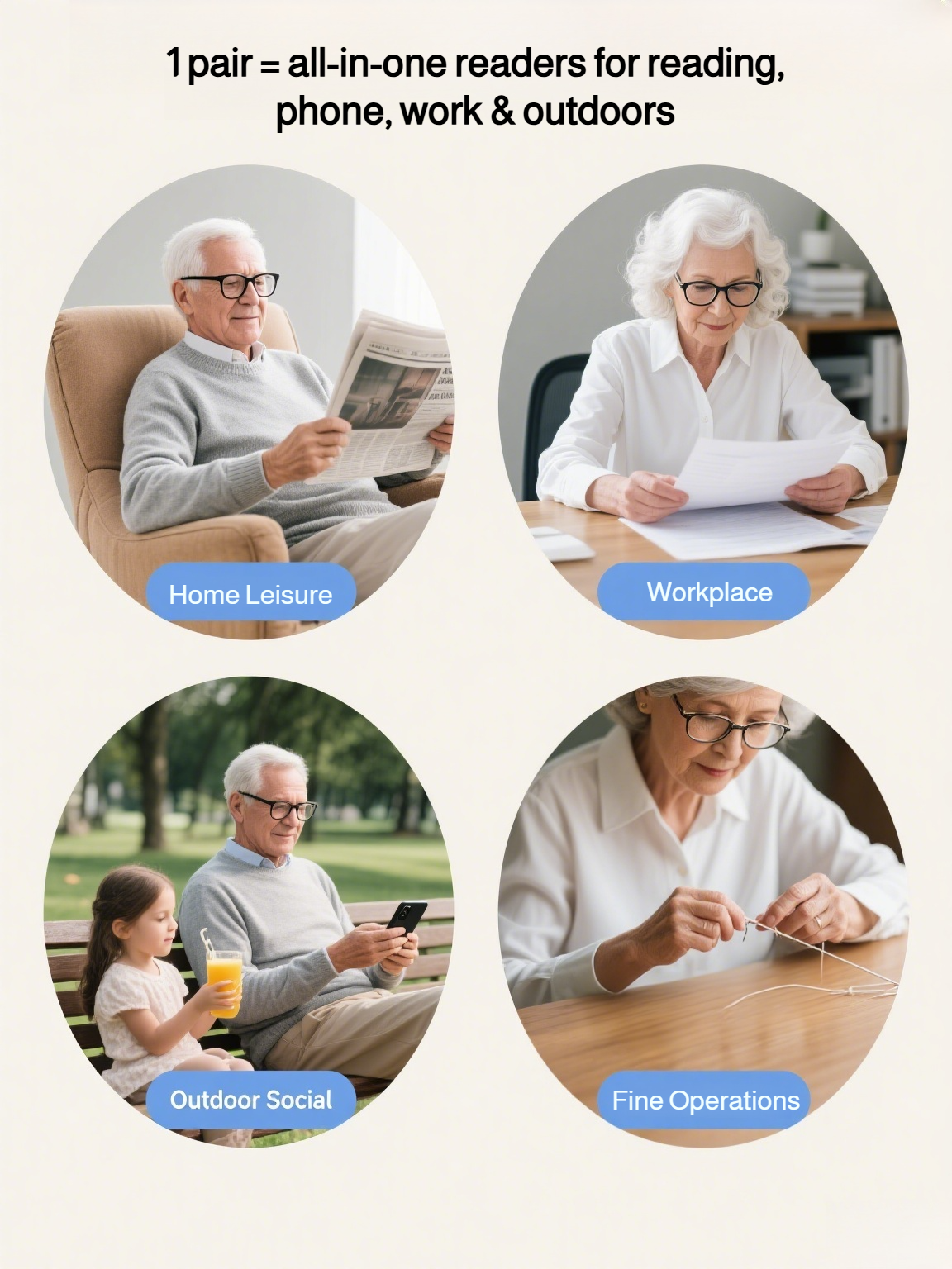🌟Temple hollows? 16cm frame + smart zoom auto-adjusting presbyopic glasses—no hospital eye exam needed, no more slipping/pressure!👍