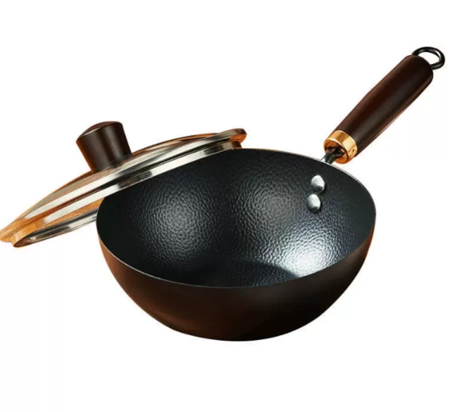 【Hand-Hammered 100,000 Times】For the price of a burger 🍔, ownthis natural non-stick iron wok that's completely rust-proof and has ZERO chemical coatings. 🌱