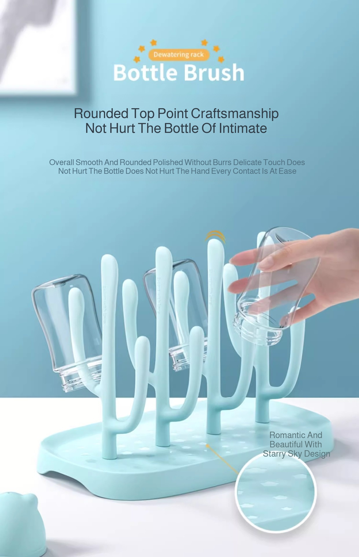 Bottle drying rack for baby mugs and bottles