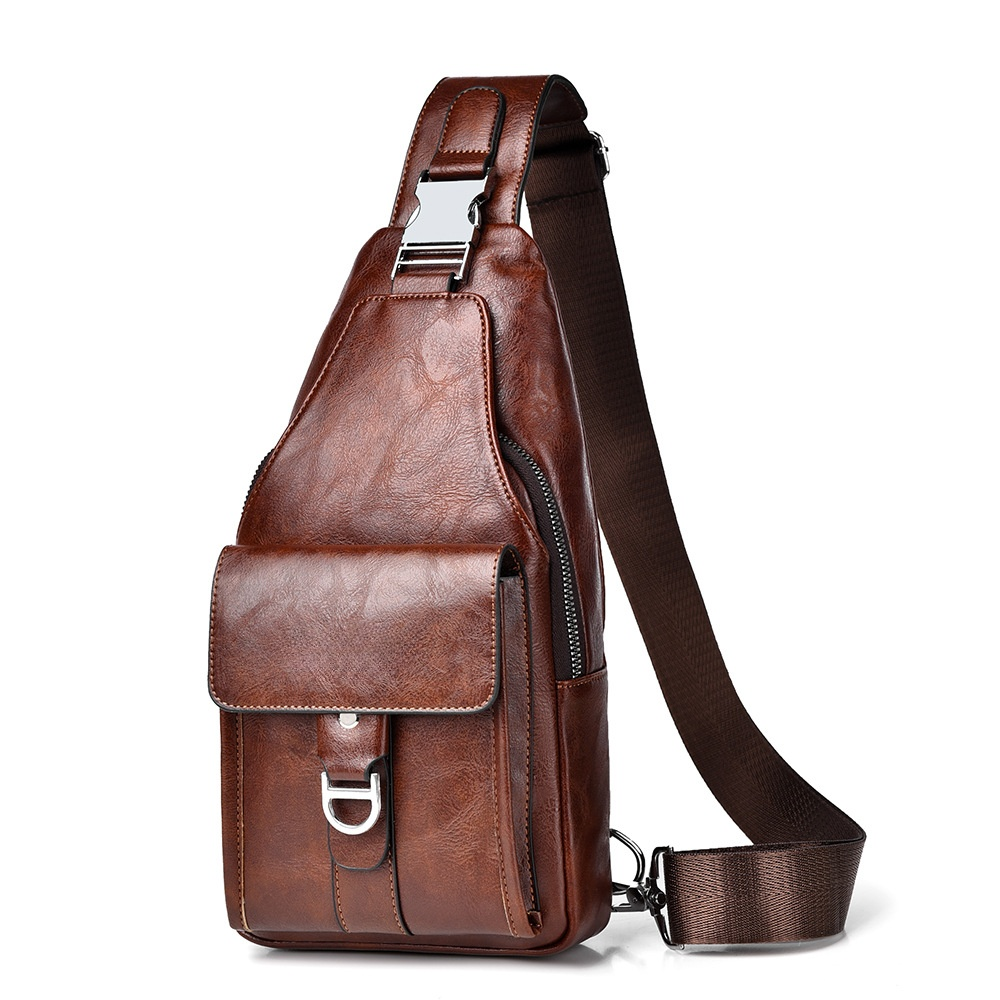 ✨ As Seen at Milan Fashion Week | Unisex Crossbody Sling Bag - 🇮🇹 Genuine Leather, Water-Resistant & Anti-Theft Chest Pack for Travel, Hiking & Daily Use