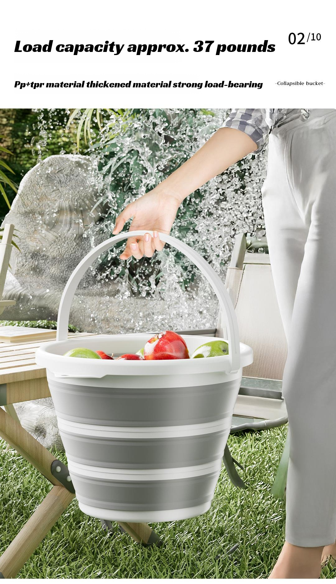 Durable 10 liter folding bucket in two colors