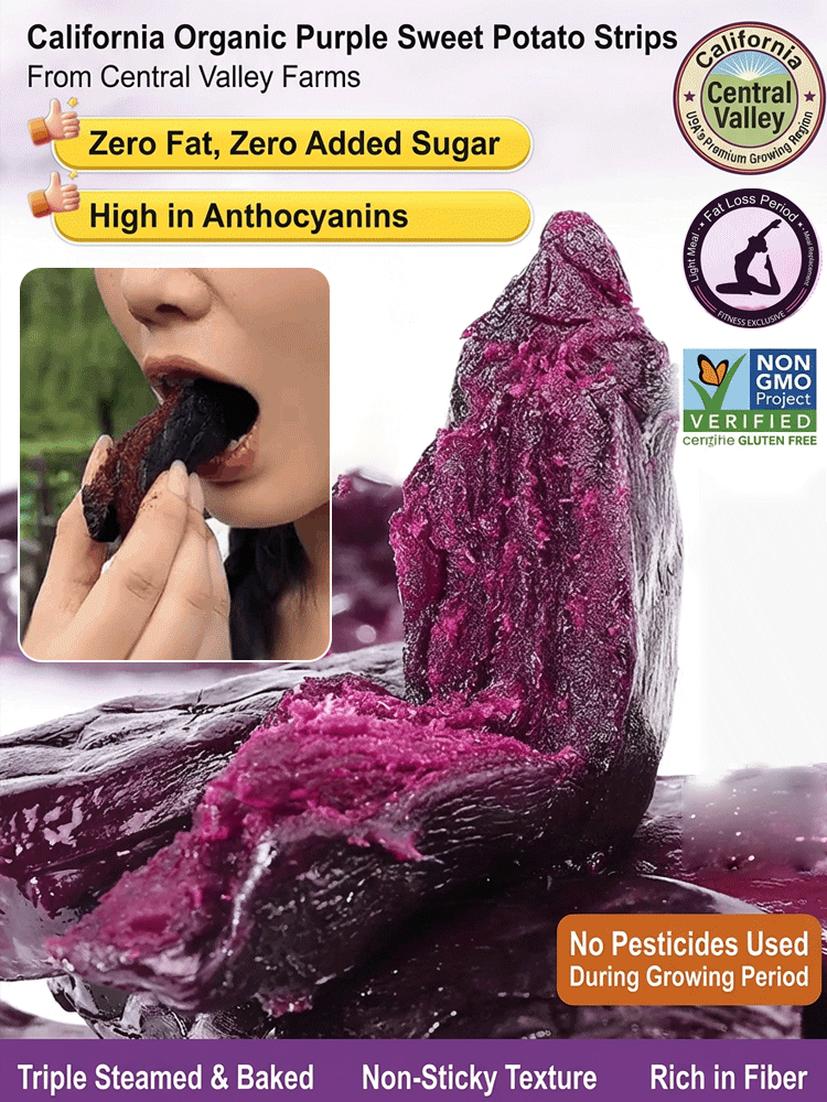 ✨ [Available Only 30 Days/Year] ✨ Premium Central Valley Organic Purple Yam Strips triple-steamed for the ultimate soft and chewy texture 🍠