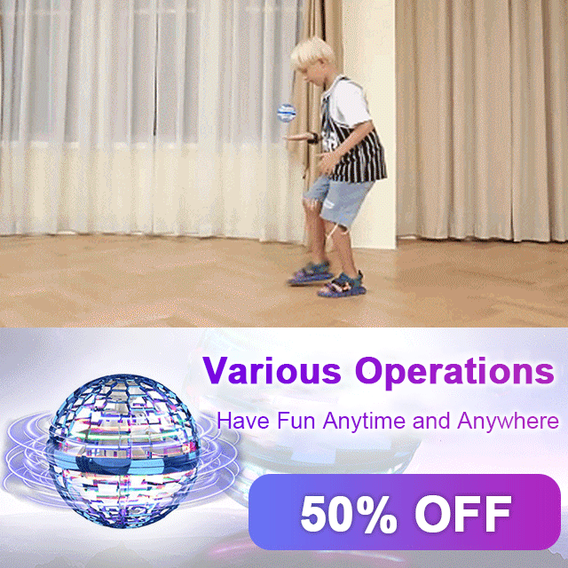 ✨Flying Orb Ball,🛸  Hand Controlled Boomerang Drone with LED Lights - Safe Indoor UFO Toy for Kids, Boys & Girls