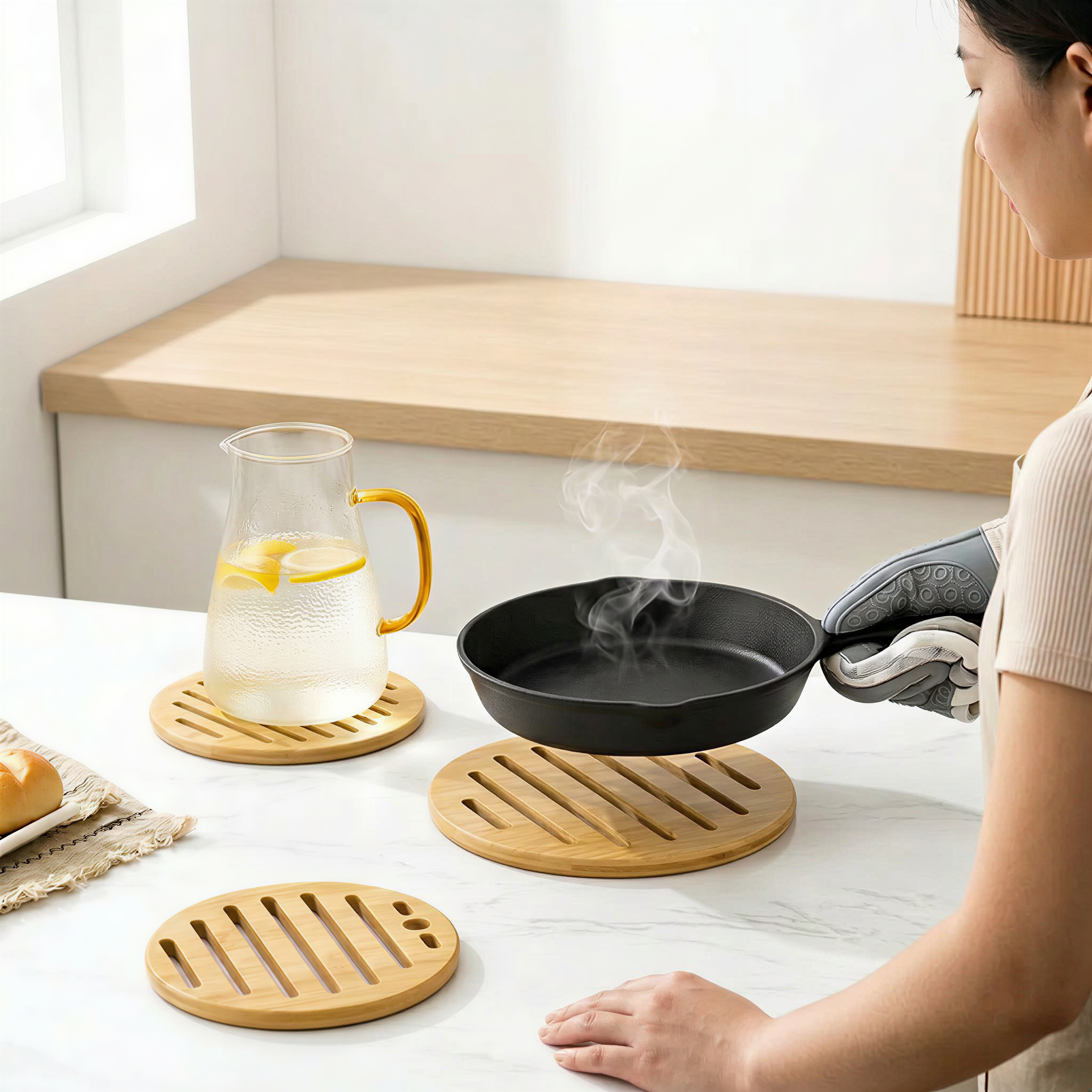 Insulation mat table mat pot bottom high temperature resistant bamboo mat home dining mat heat-resis