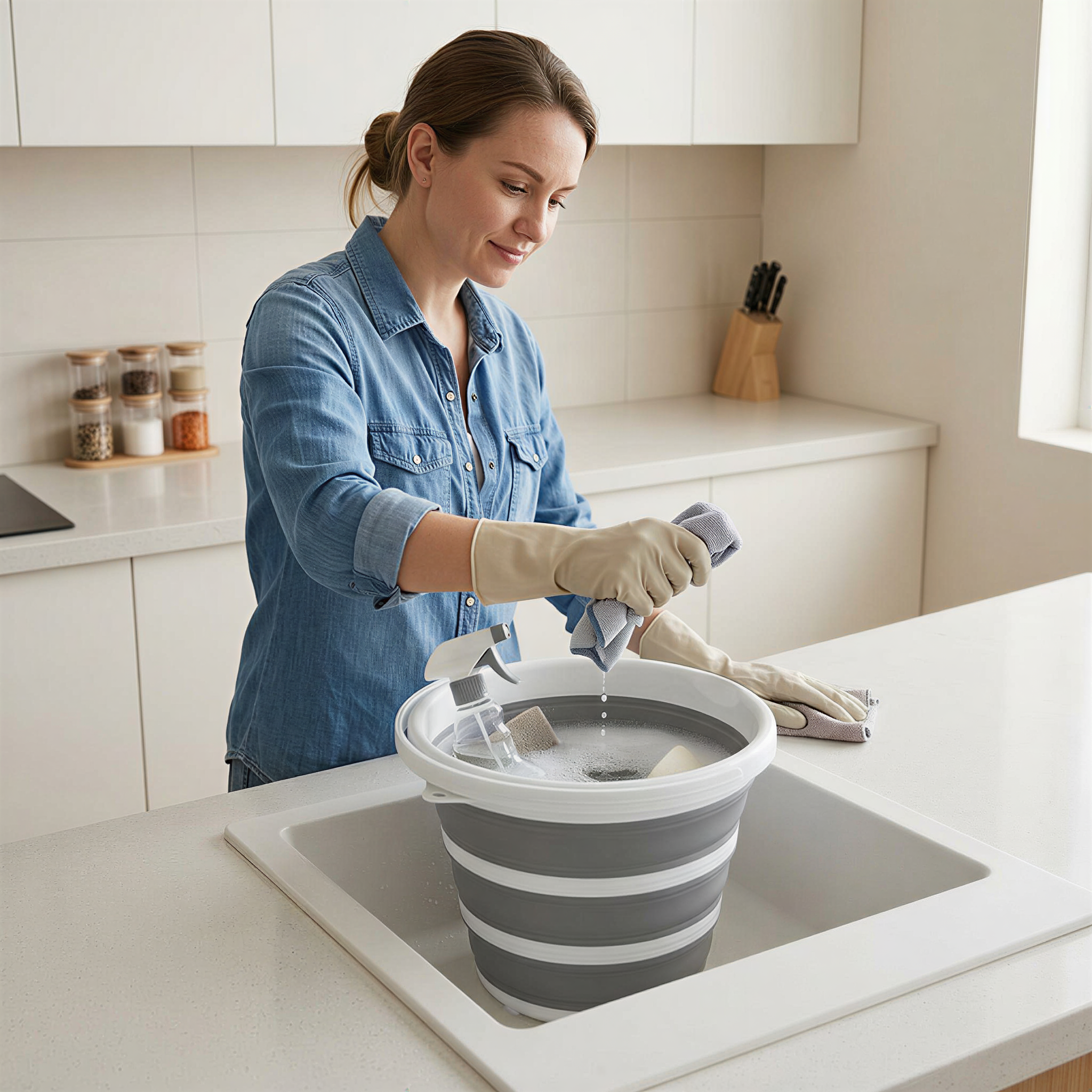 Quasi 10 liter folding bucket two-color folding bucket plastic folding bucket foldable and convenien