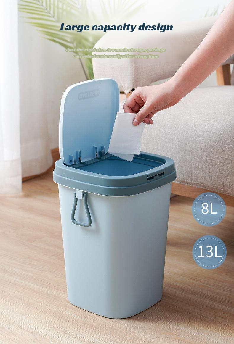 Durable kitchen trash can with lid