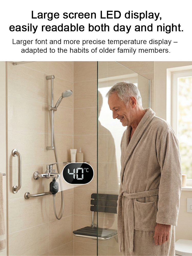 100% Accurate】Smart Digital Temp Display 🌡️. Instant 0.1s Readout, Safe for Elderly & Pets 👵🐾. Universal Fit for All Faucets & Showers! 🚿