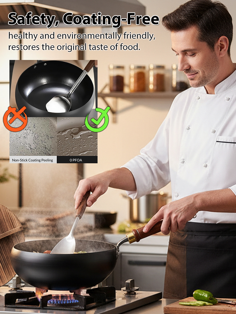 🍳 [50% OFF LIMITED TIME OFFER] Japanese Hand-Hammered Iron Wok, 100%PFOA-Free with a Buy-It-For-Life build ✨