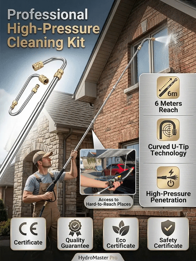 Stop Breaking Your Back! 🛑 Professional High-Pressure Stainless Steel Cleaning Kit — all for the price of asingle burger! 🍔✨ Clean everything without ever bending over! 🧼🙌