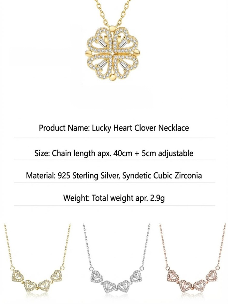 🌟 For the price of a bouquet 💐, get this 2-in-1 Magnetic "Hearts to Clover" Necklace: 18K Gold Finish & South African Sparkle 👍—the Perfect Gift! 👍