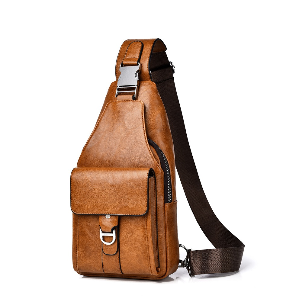 ✨ As Seen at Milan Fashion Week | Unisex Crossbody Sling Bag - 🇮🇹 Genuine Leather, Water-Resistant & Anti-Theft Chest Pack for Travel, Hiking & Daily Use