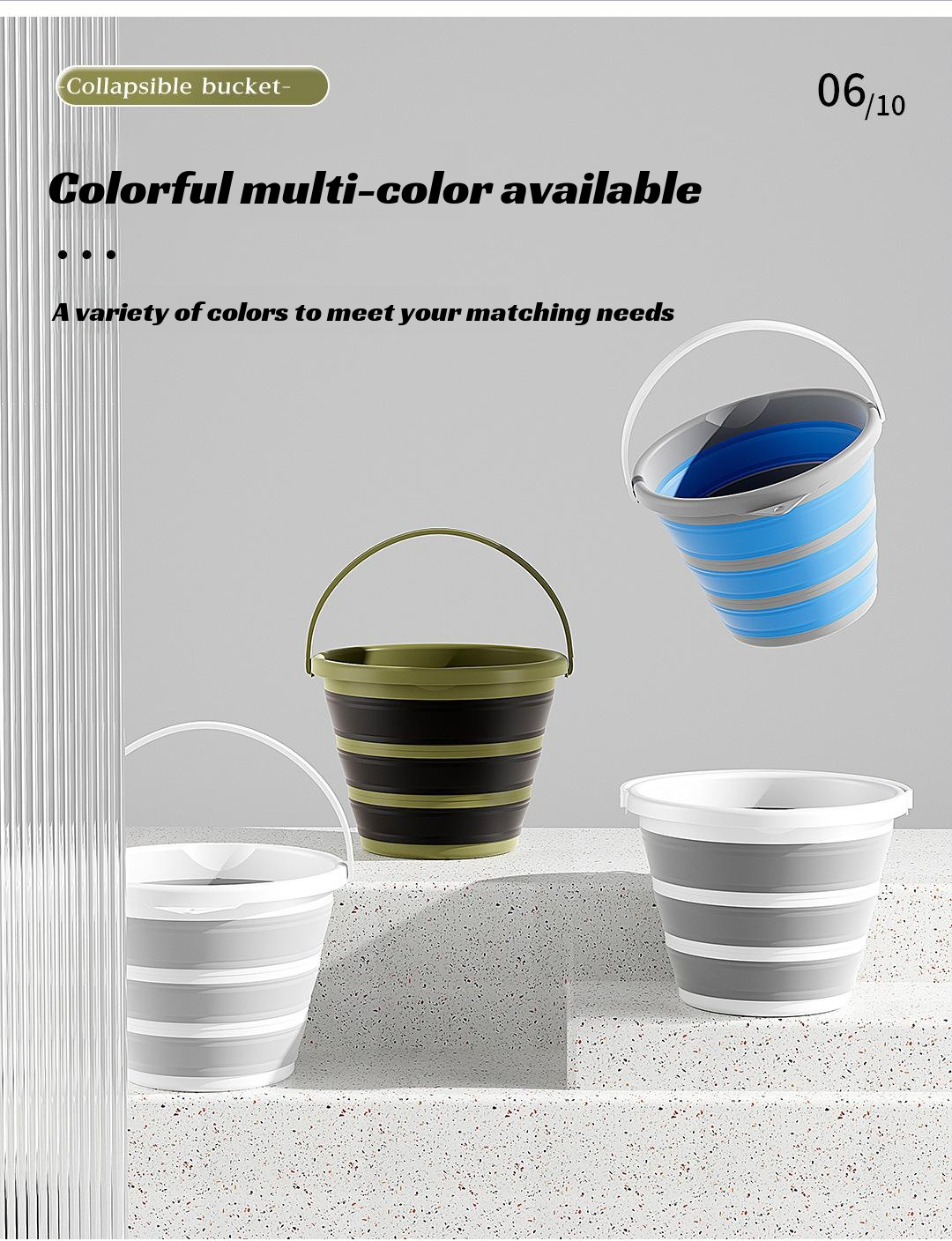 Multi-purpose 10L collapsible bucket