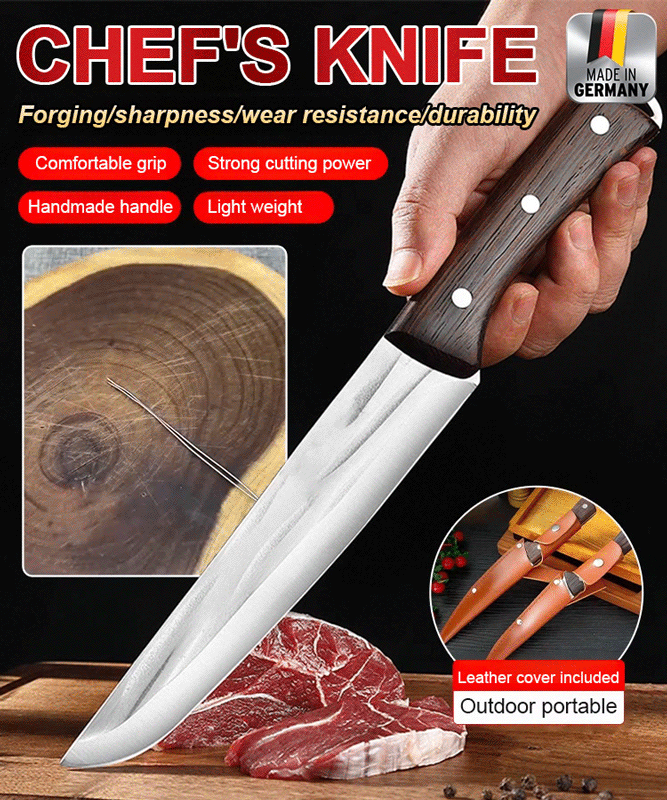 Artisan Hand-Forged High-Carbon Steel Chef's Knife | Razor-Sharp with Walnut Wood Handle