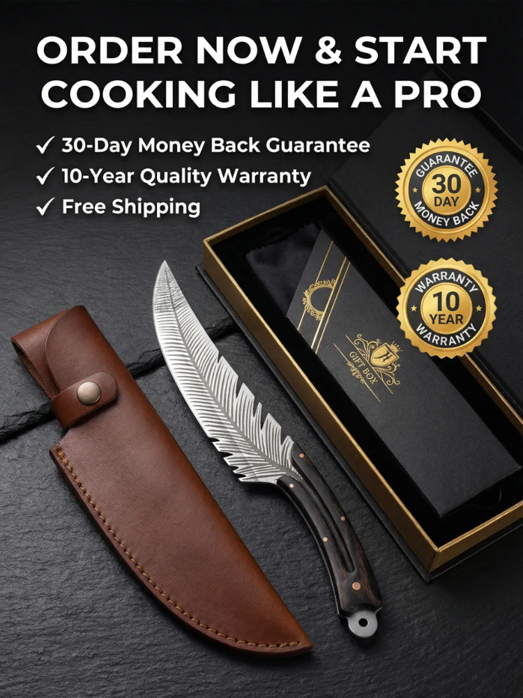 <Anti-Rust Forged Steel> Feather-Flow™ Chef Knife: Sharp Enough to Cut Bones & Metal. Stay Razor-Sharp for 50 Years! ✨