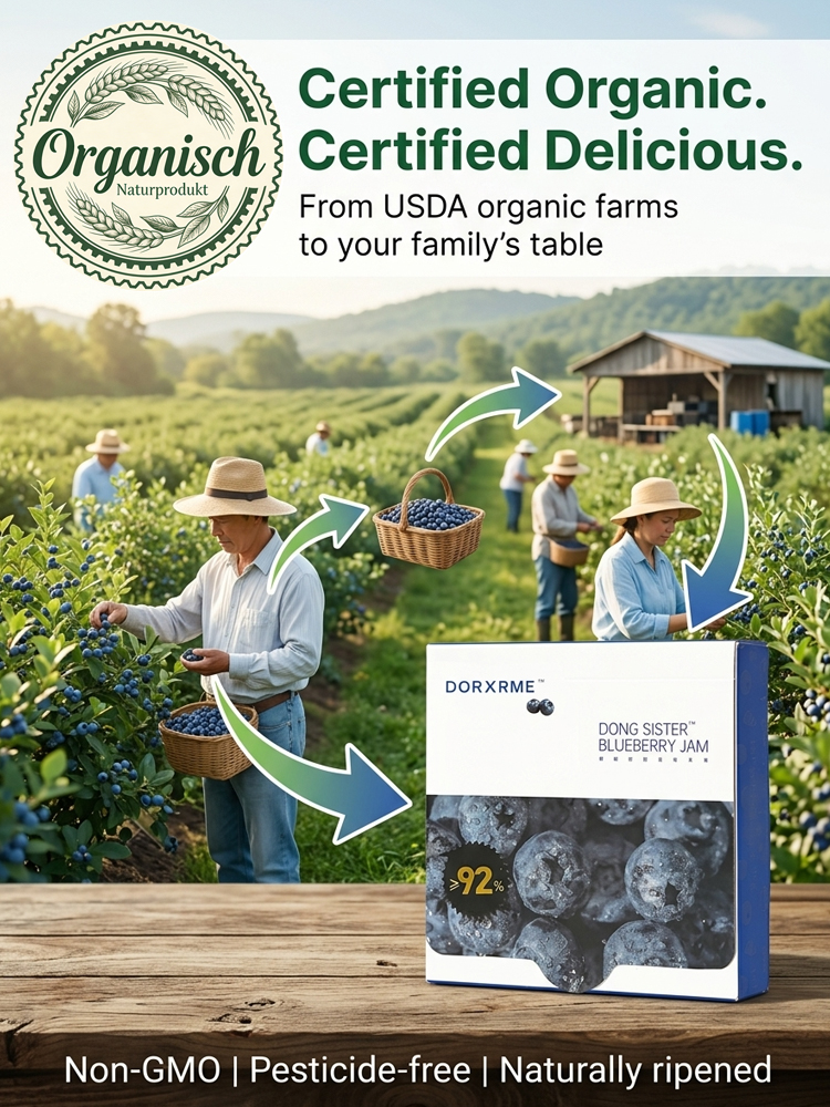 <100% Whole Berry Burst> Artisanal Organic Blueberry Jam: 0g Added Sugar, No Pectin & No Water. Real Fruit Integrity! ✨