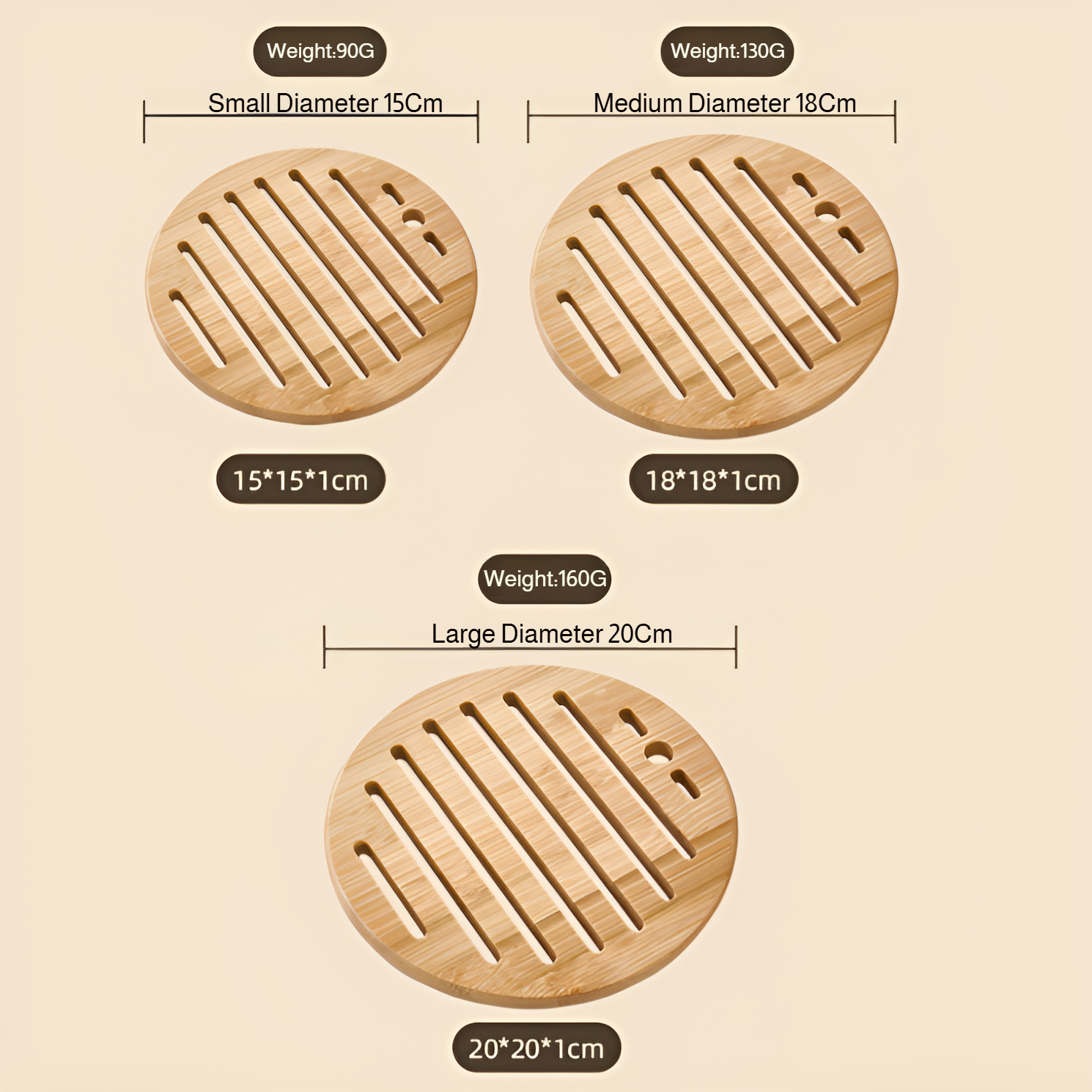 Set of bamboo heat-resistant mats for home use