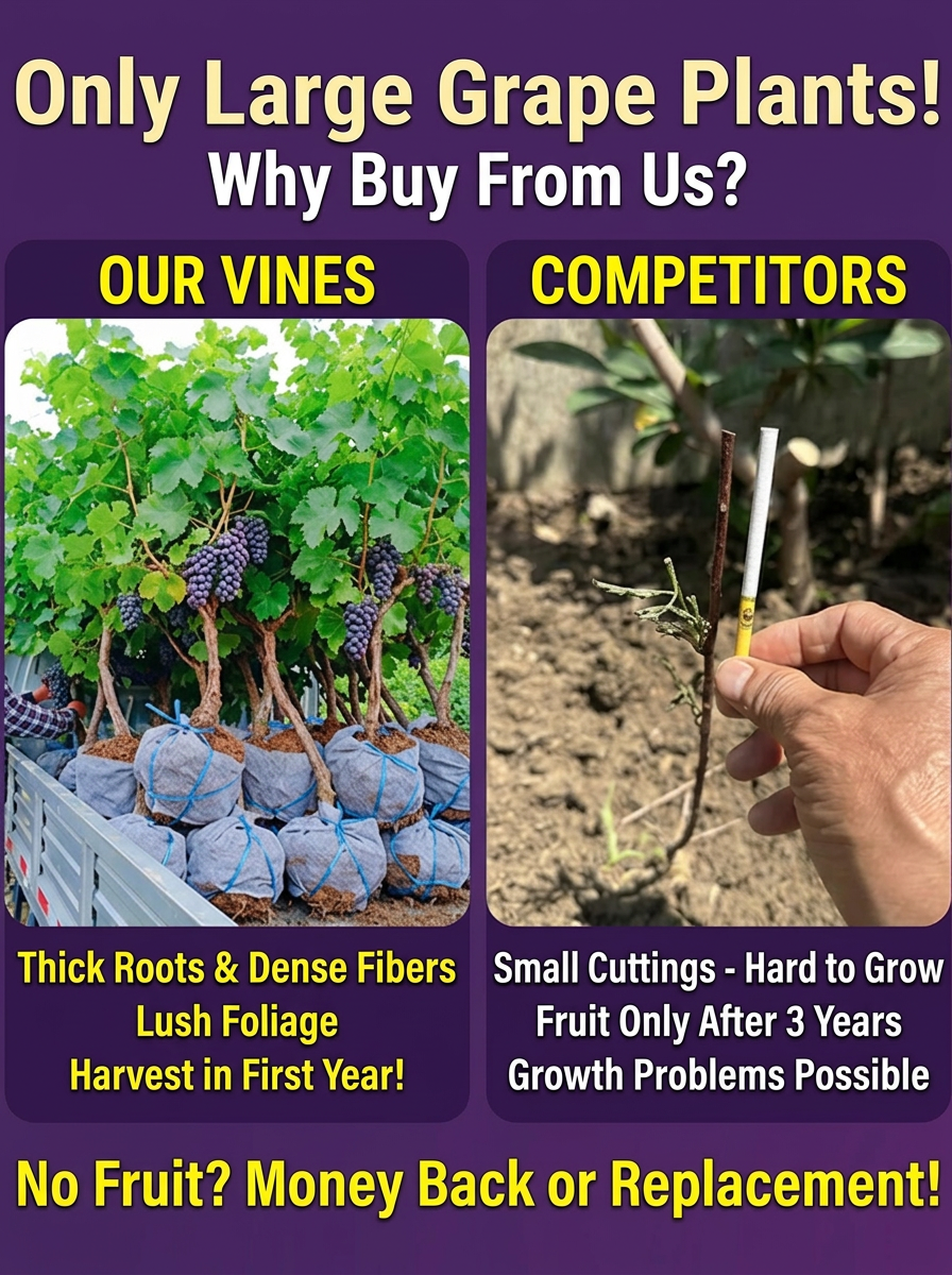 🍇 <Harvest in Just 2 Months> Premium Seedless Grape Vines—Mrazuvzdorný hybrid yields 22lbs of sweet fruit! 🍇