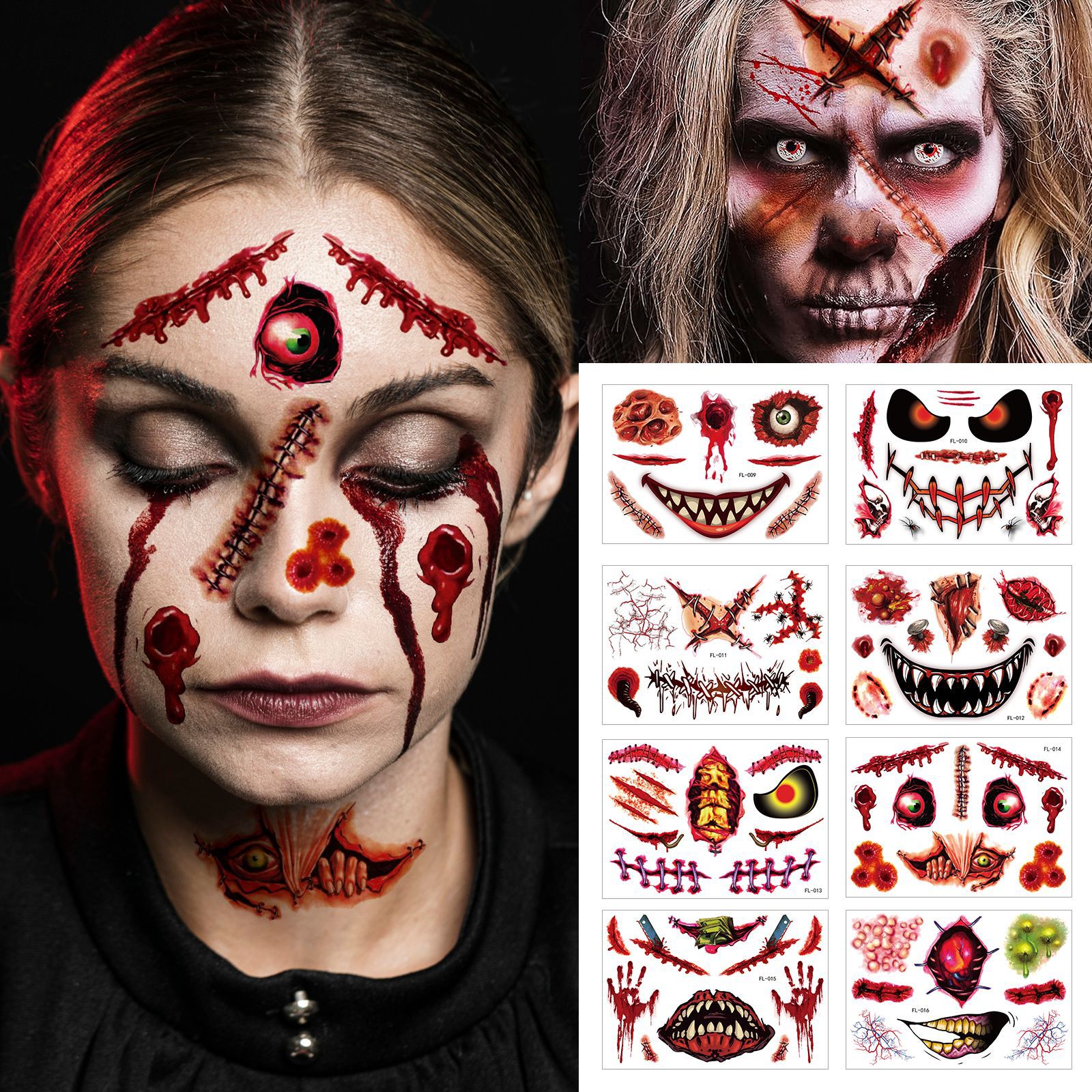 Hilarious & Spooky Waterproof Halloween Face Tattoos