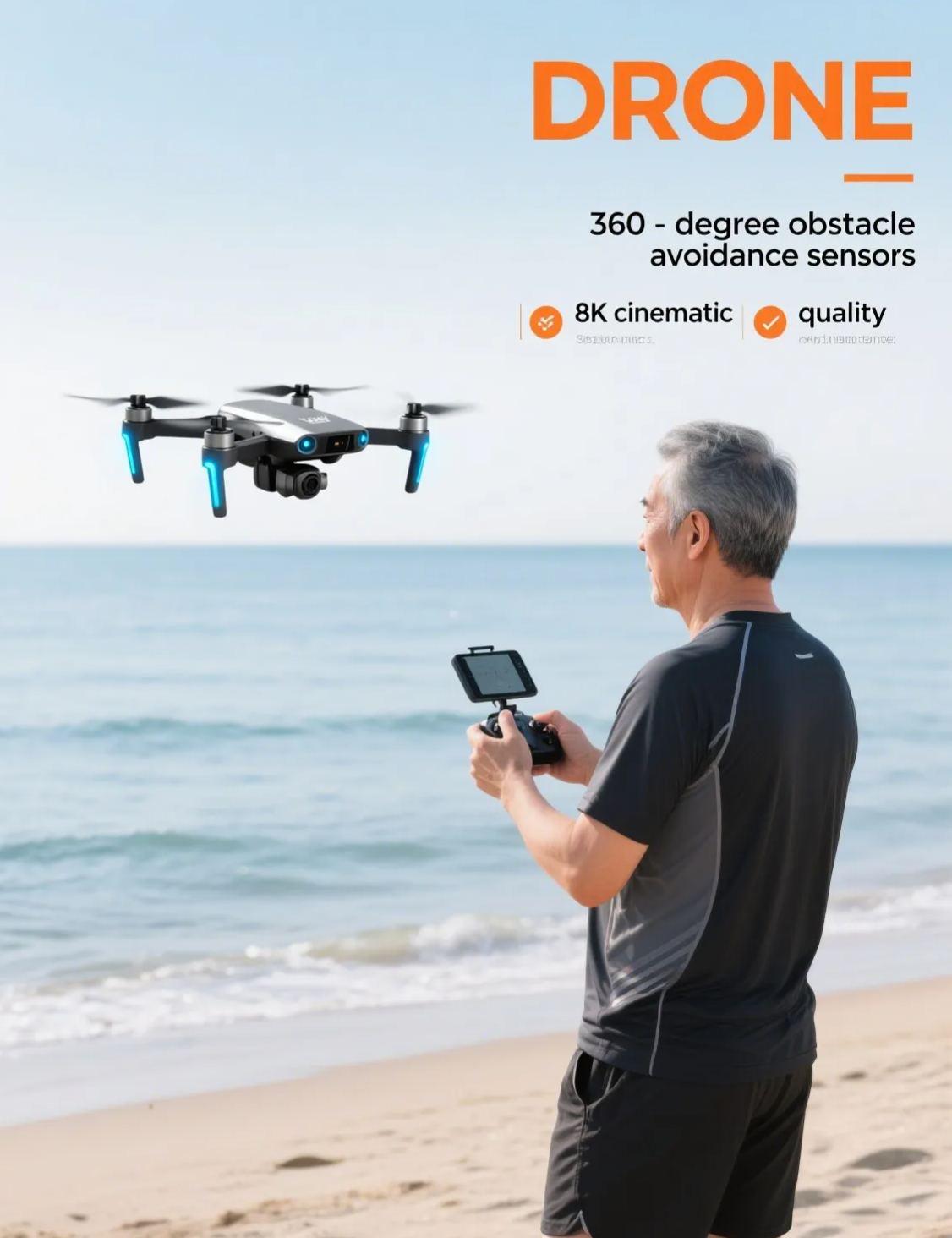 🚁【Anti-Crash】 Drone for Adults & Beginners 🛡️ Free Crash Replacement | 8K Camera, GPS & 2-Hour Flight Time