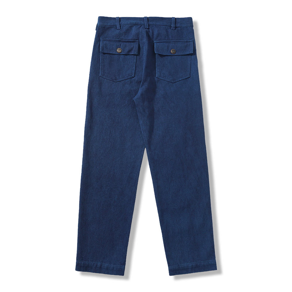 藍染刺し子生地の OG107復刻ワークパンツ – Rustaku