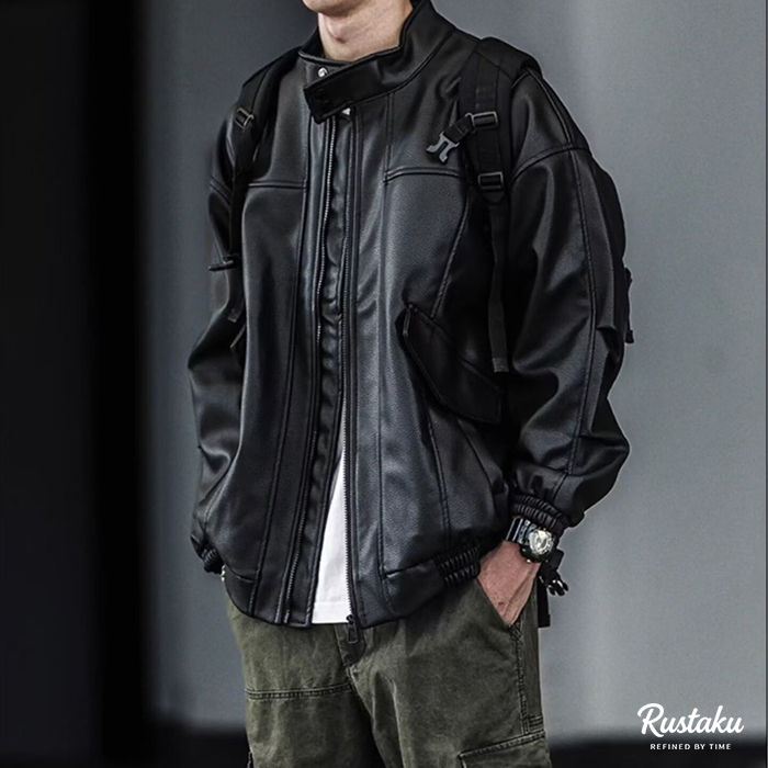エコレザーシュリンク加工 クラシック中綿入りライダースジャケット