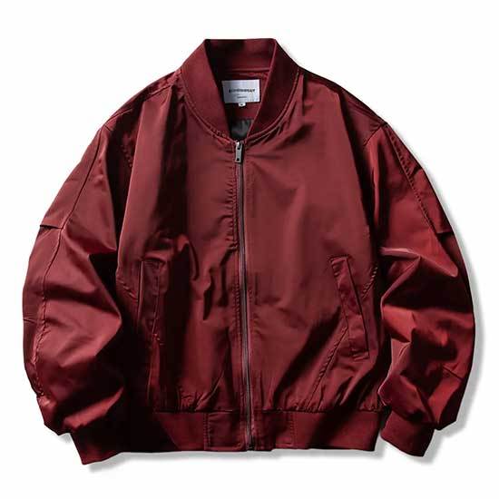 レトロなサテン光沢フライトジャケット-Rustaku