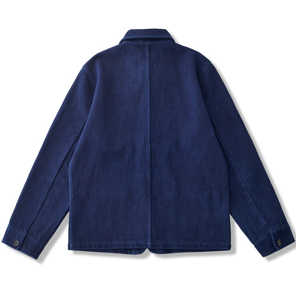 植物藍染刺子フレンチワークジャケット　ヘビーウェイト ヘビーウェイト 藍染刺し子生地 フレンチヴィンテージワークジャケット