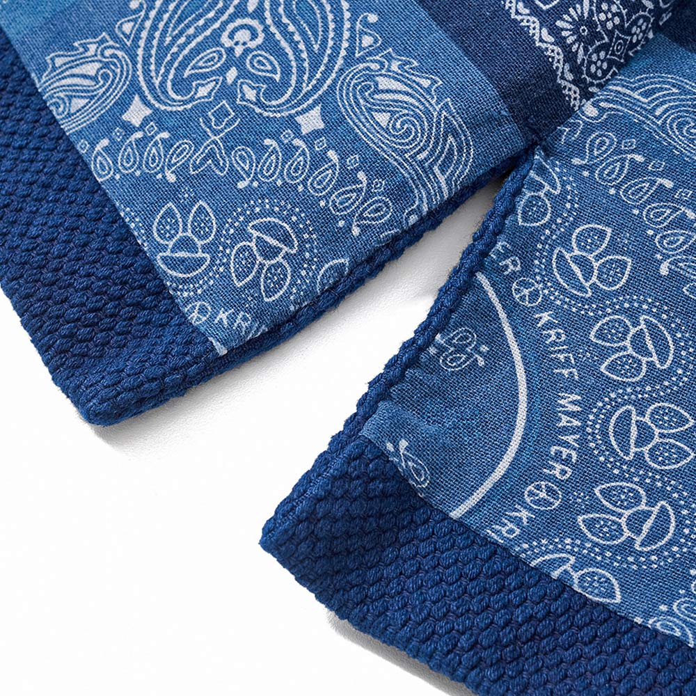 藍染　刺し子　リバーシブル　 パッチワークジャケット ペイズリーパッチワーク裏地 藍染刺し子半纏 – Rustaku